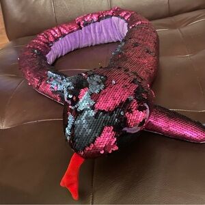 Large Color-Changing Mermaid Sequin Plush Snake Toy 5 Feet purple blue